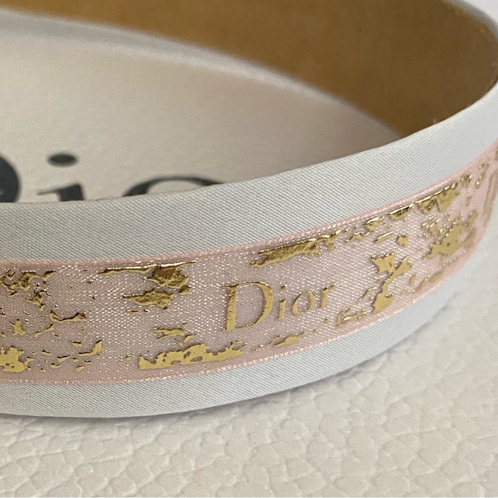 Dior Gold and Pink Ribbon Logo Headband - Picture 4 of 6